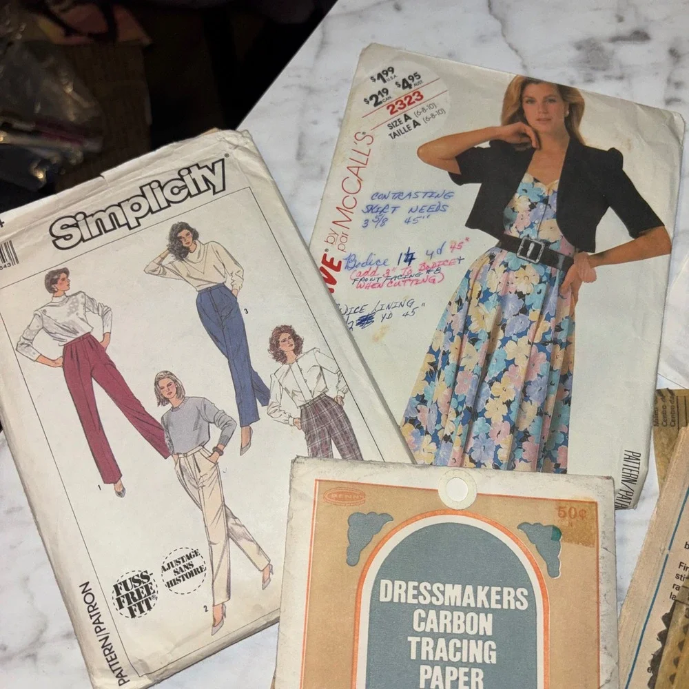 Vintage Sewing Lot McCalls Simplicity Patterns Singer Tracing Paper Dritz Tools